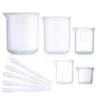 plastic beaker set5 sizes low form measuring graduated beakers in 500ml 250ml 100ml 50ml 25 ml with 5 plastic droppers in3ml