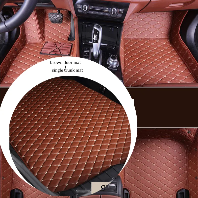Прочный кожаный автомобильный коврик для Nissan Armada Altima Juke Fuga Frontier Leaf Bluebird Rogue Versa GTR Sunny 350Z 307Z X-Trail - Название цвета: brown single
