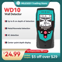 Mileseey WD10 Multifunction Wall Detector with Large Area Sensor Metal&Nonmetal&AC Detector Wall Wire  Scanner LCD Display Beep