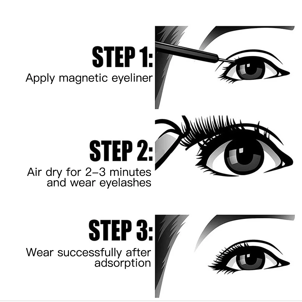 

1 Set Of Waterproof And Durable Magnetic Liquid Eyeliner Magnetic False Eyelashes Tweezers Set Beauty Makeup Tools