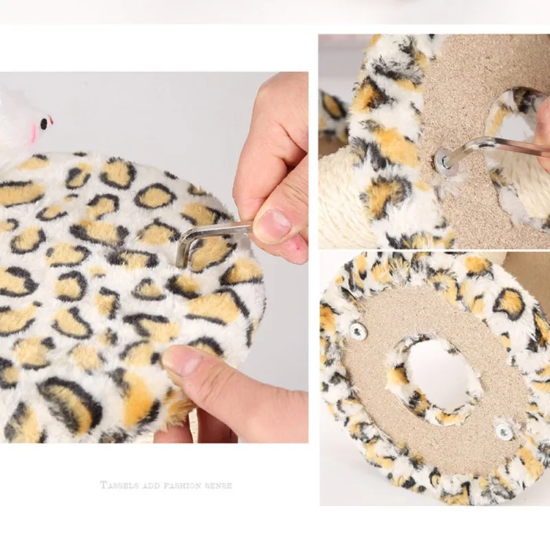 Трехслойная кошачья башня мебельное дерево с сизалем Натуральный сизаль имеет