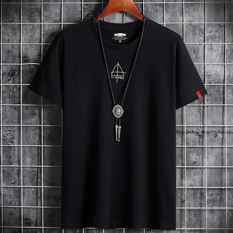 

S-6XL Oversize Men Loose Tee Tops 100% Cotton Short Sleeve Wind Vane Print Men's T-shirt Summer New Male Casual Tshirt 2021 New