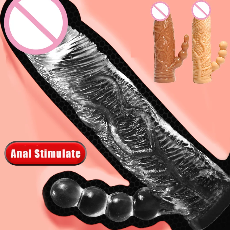 Двойной анальный расширитель рукав носимых полые фаллоимитатор - Цена: 429.3