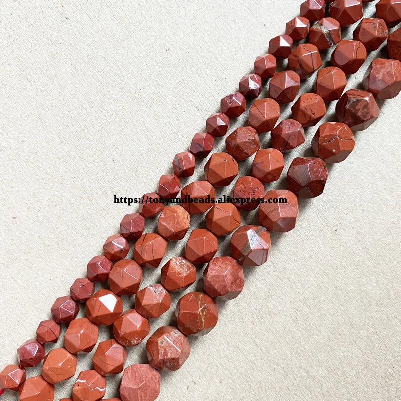 

15" Natural Stone Big Cuts Faceted Red Jasper Round Loose Beads 6 8 10 mm Pick Size