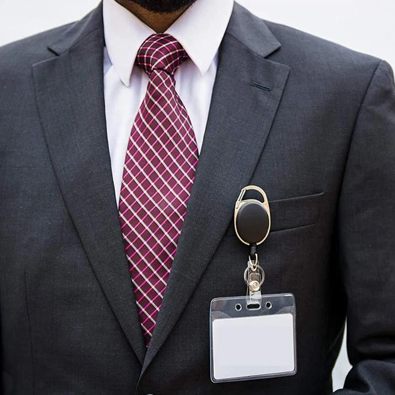

12 Pcs Black Retractable Key Chain Badge Card Holders Retractable Key Badge Reel Cord Clip with Belt Clip and Key Ring