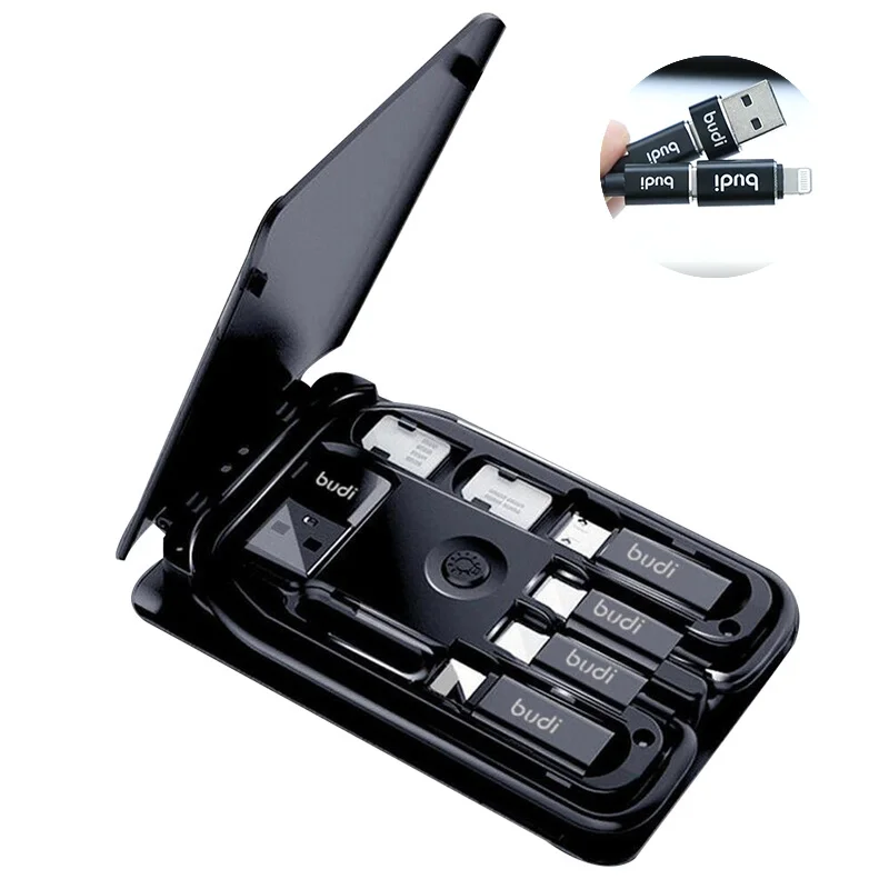 Адаптер BUDI 7 в 1 переходник Type C с разъемом Micro USB Lightning кабель для Android устройство