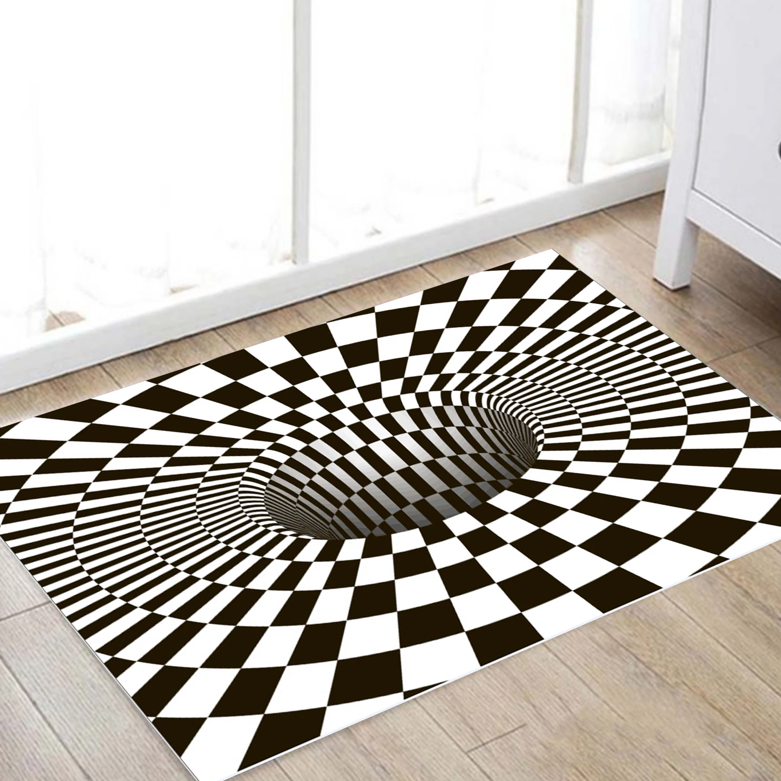 

3D Print Illusion Area Rug Plaid Floor Mat Carpet Non-slip Doormat Mats for Home Bedroom Living Room Floor Mat