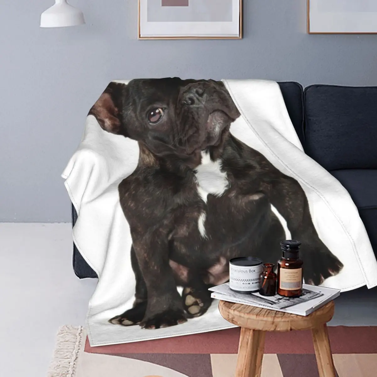 Одеяло с французским бульдогом милое мягкое недорогое покрывало для любителей