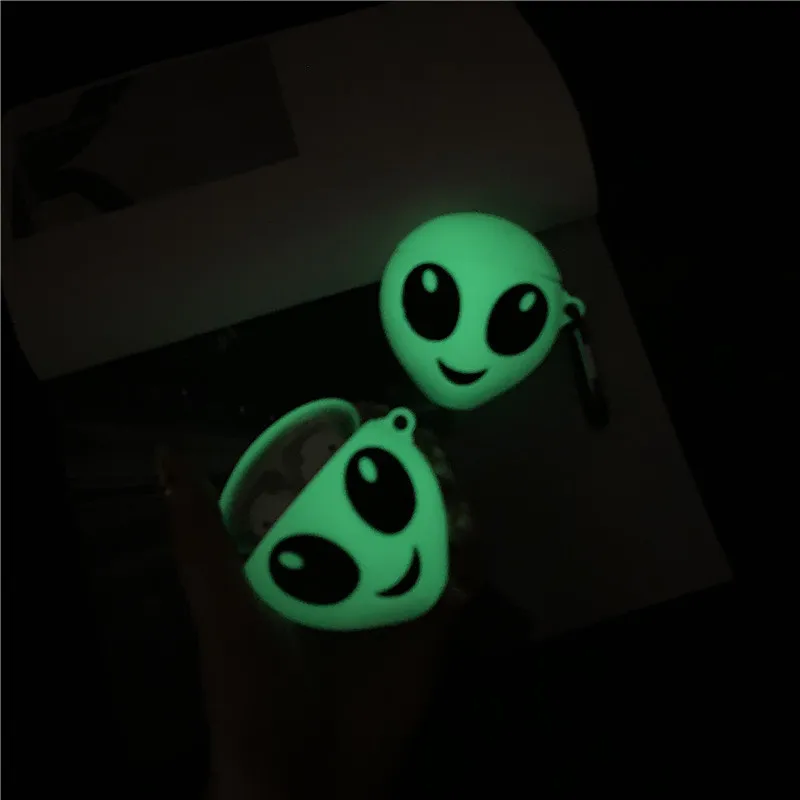 Для AirPod 2 Чехол 3D светящийся инопланетянин мультфильм мягкий силиконовый беспроводной кожухи головных телефонов для Apple Airpods чехол милый чехол Funda