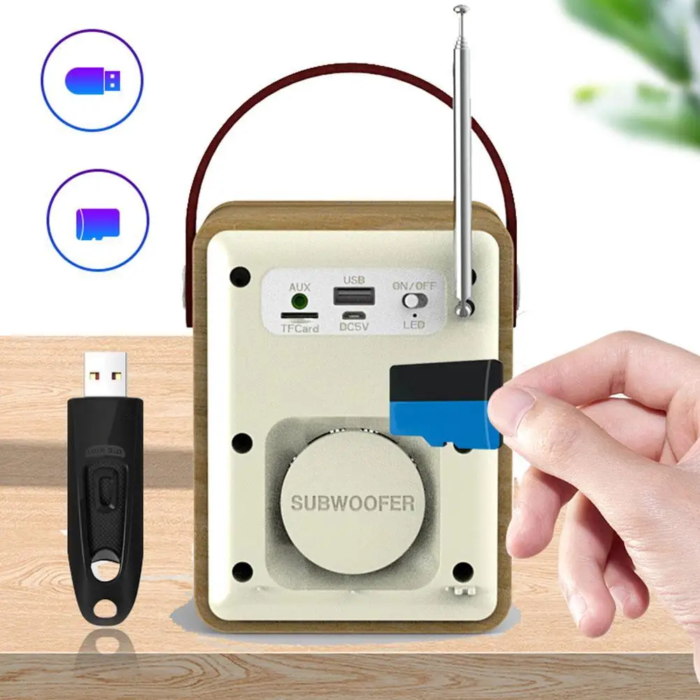 Многофункциональный MP3 USB Перезаряжаемый TF карта в стиле ретро уличный Bluetooth