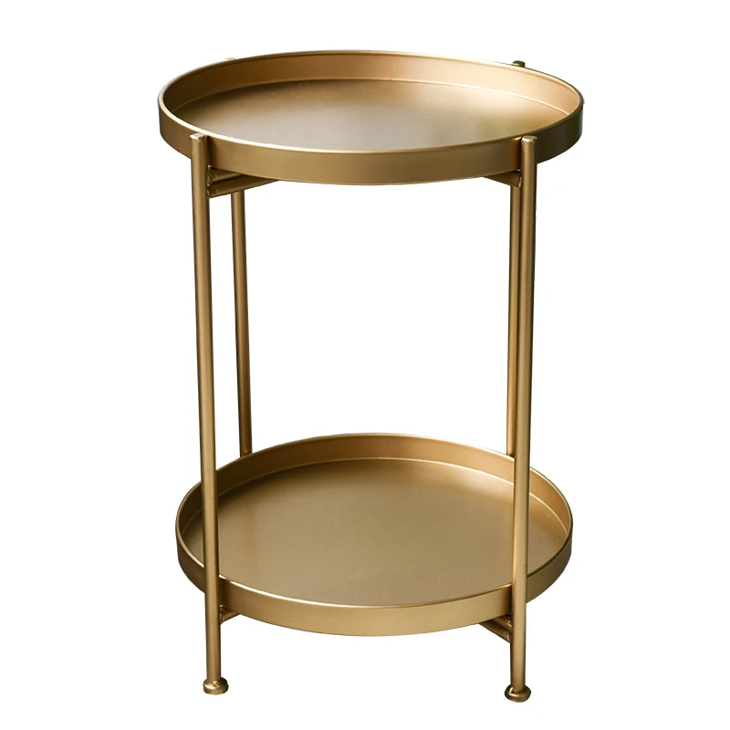 

Iron Coffee Table Small Side Table Double Layer Tray Tea Coffee Table Living Room Furniture Sofa Side Mini Round Table