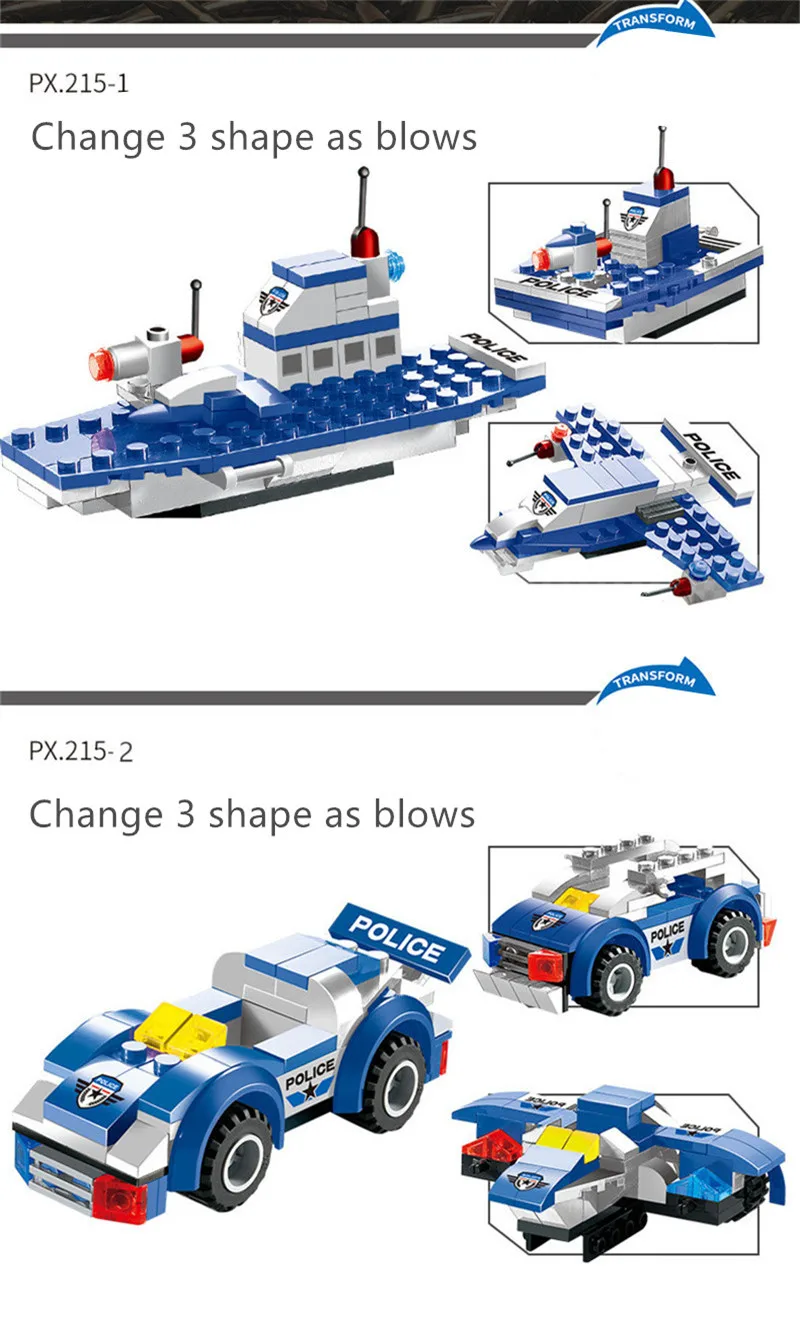 762 шт. робот самолетов автомобилей городская полиция Строительные блоки Набор SWAT