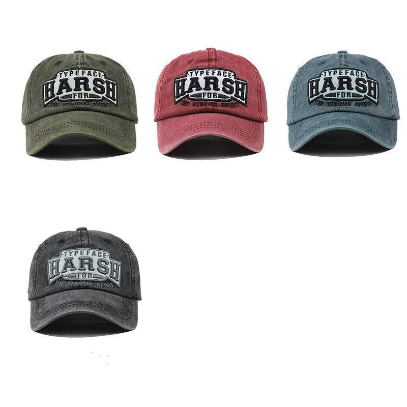 

100% Washed Cotton Men Baseball Cap Fitted Cap Snapback Hat For Women Fashion Hats Embroidery Retro Cap