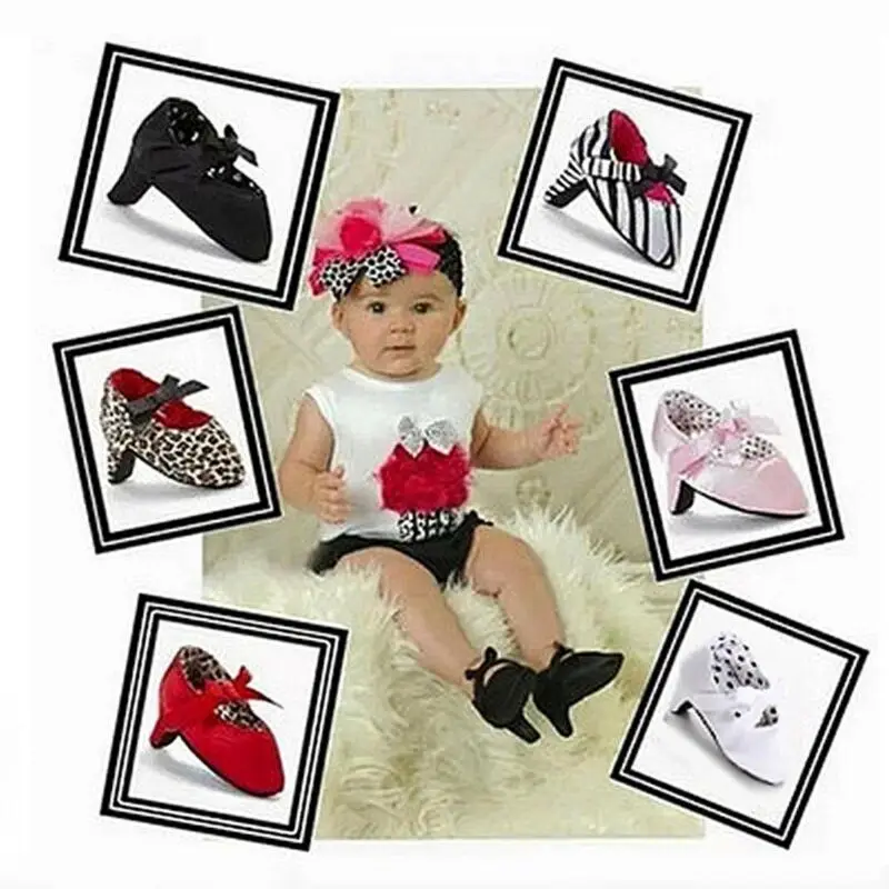 

Newborn Baby Girl High Heels Bow Princess Shoes Soft Sole Crib Shoes Photo Props
