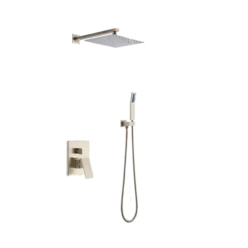 

Brushed Gold Shower Faucet with Wall-type Shower Faucet Cold Hot and Rain Shower Set and Mixed Faucet Bathroom Shower Wall-in