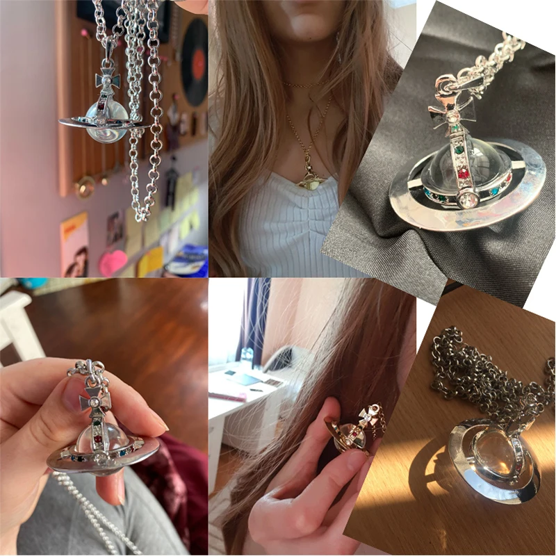 Ожерелье из хрустального стекла со Сатурном аниме-фигуркой Оказаки