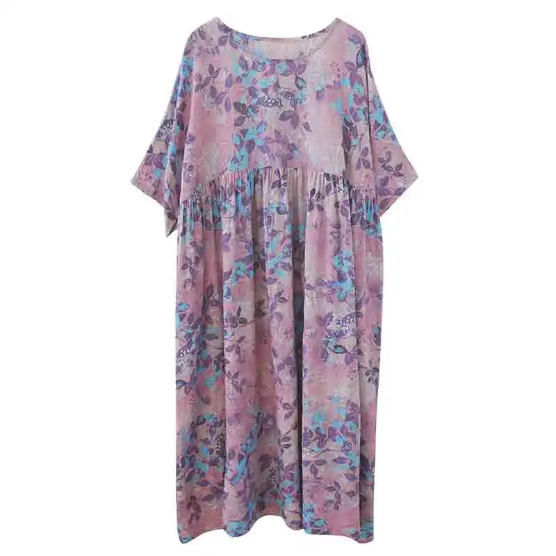 

Short Sleeve Floral Print Vintage Purple Summer Dresses For Women 2021 Long Casual Loose Beach Ladies Dress Elegant Clothes 2021