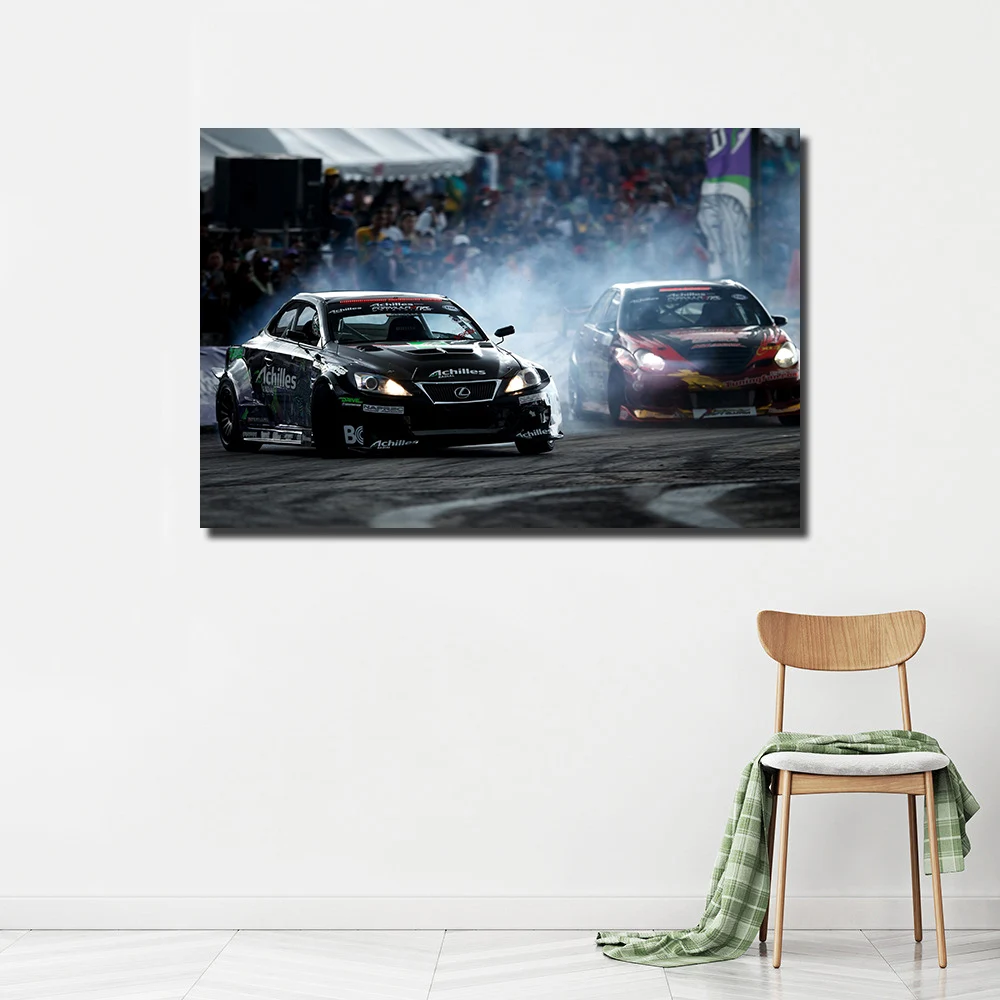 Гоночный автомобиль Дрифт постер холст картины настенное искусство ткань печать