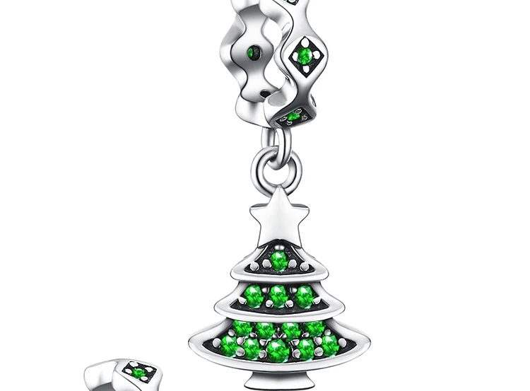 JewelryPalace время праздника Рождественская Елка зеленая 0.9ct кубического циркония 925 пробы Серебряная очарование бусы для Для женщин Новая горячая распродажа