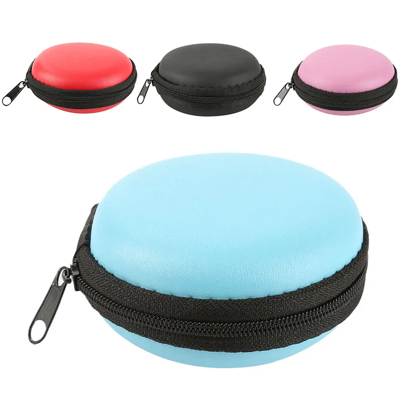 

New 5 Colors Portable Case For Headphones Case Mini Zippered Round Storage Hard Bag Headset Box For Earphone Case SD TF Cards