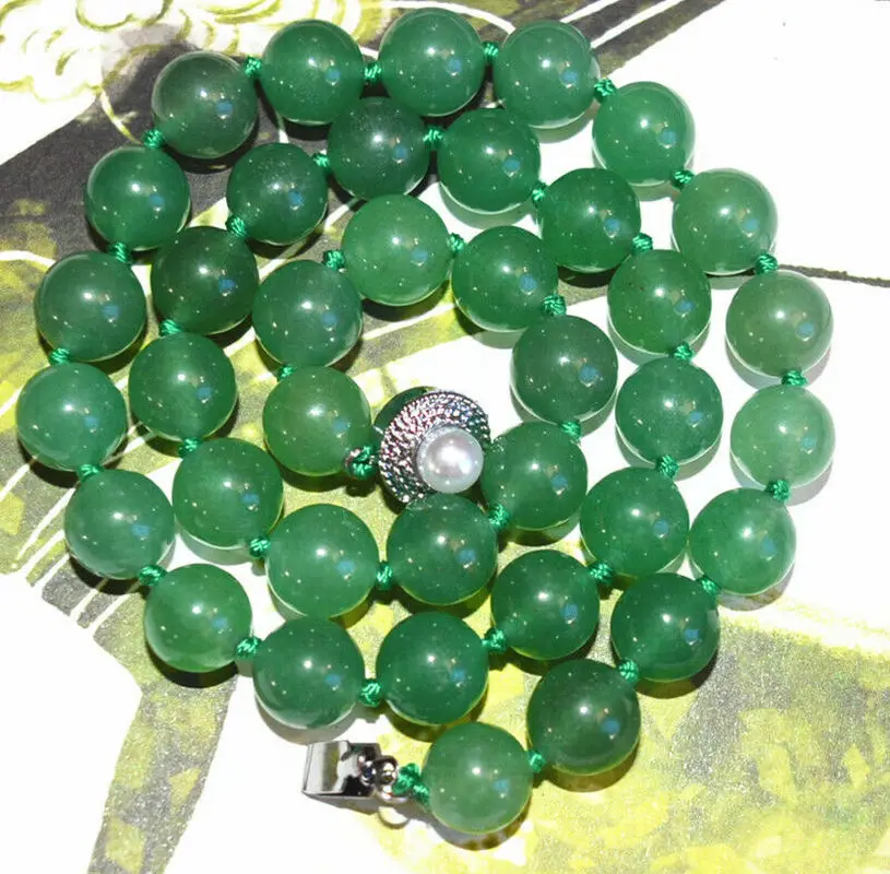 

Charming! 10mm Nature Emerald Gemstone Beads Necklace 18"
