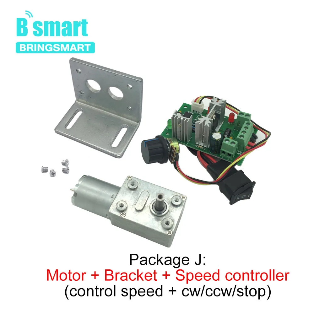 Bringsmart JGY 370 12В двигатель постоянного тока с регулировкой скорости червячный мотор
