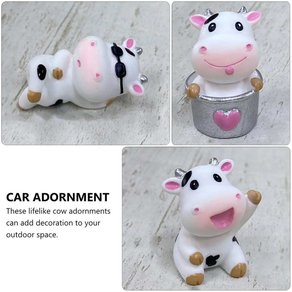 

1 Set 10 Pcs Car Adornments Lovely Cow Landscape Decors (Assorted Color)