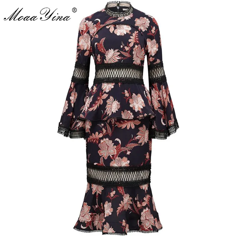 MoaaYina/модное дизайнерское платье для подиума сезон весна осень женское с