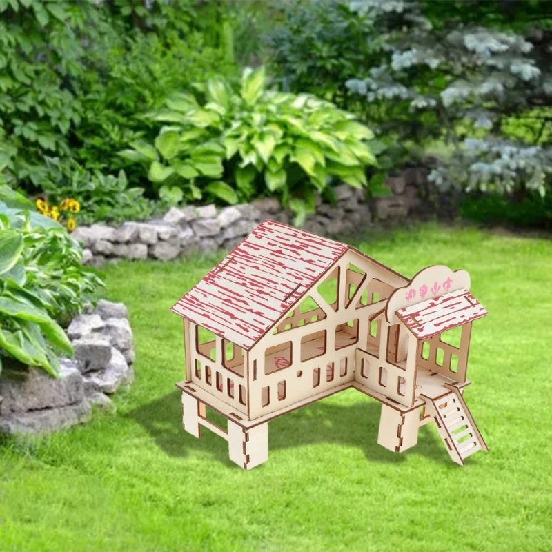 

Укрытие для хомяка, деревянная хижина, маленькие животные, двухслойная вилла, крыса, комната, дом, клетка D0AD