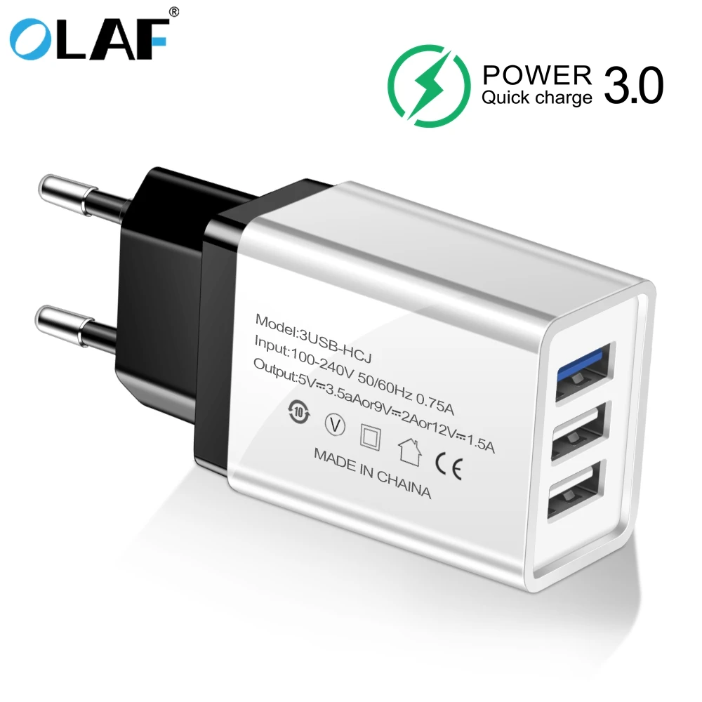 

OLAF USB Charger 5V3A 3 Port USB Travel USB Wall Power Adapter EU Charger Charging For Huawei P20 Lite Samsung Phone USB Charger