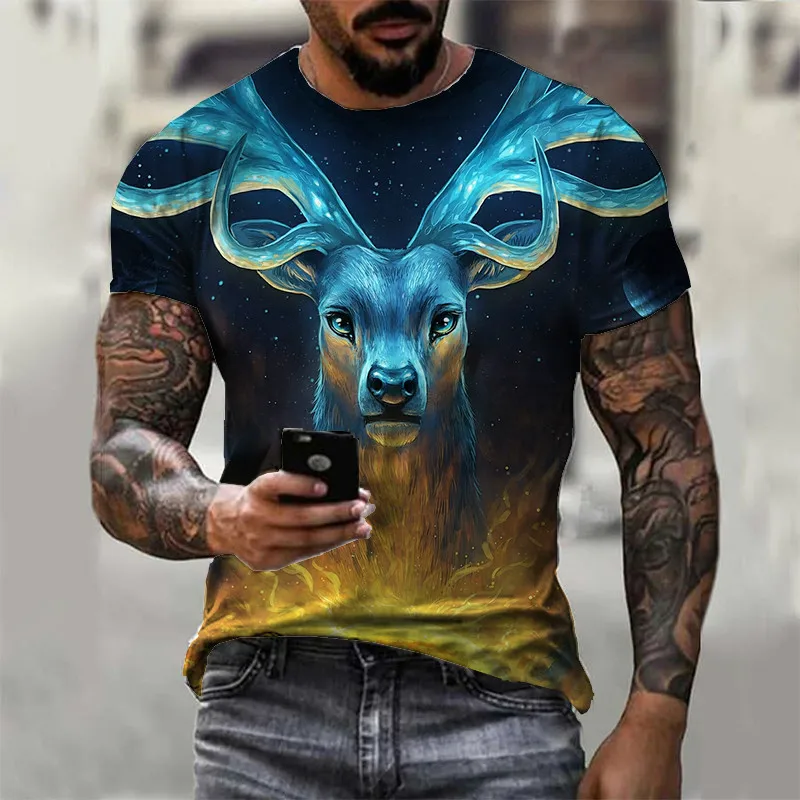 

Summer Fashion printing Animal Men T-Shirt Trend Casual O-Neck Short Sleeve Street Harajuku Style Oversized T-Shirt Street Tops