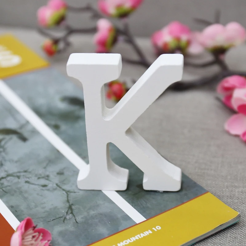K Деревянные английские буквы 3D DIY персонализированная именная буква деревянная Наклейка на стену свободно стоящее сердце Свадебная вечеринка наклейки домашний декор - Цвет: K