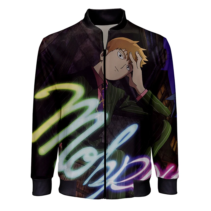 

2020 Trendy Anime Pattern Jackets Men/Women Casual Fashion Zipper Bomber Jacket Mob Psycho 100 3D Printed Streetwear Coat Unisex