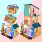 Набор для самостоятельной сборки миниатюрного кукольного домика, спальни, гостиной, кухни, вилла, маленький дом, детские игрушки, деревянный кукольный дом, мебель для взрослых