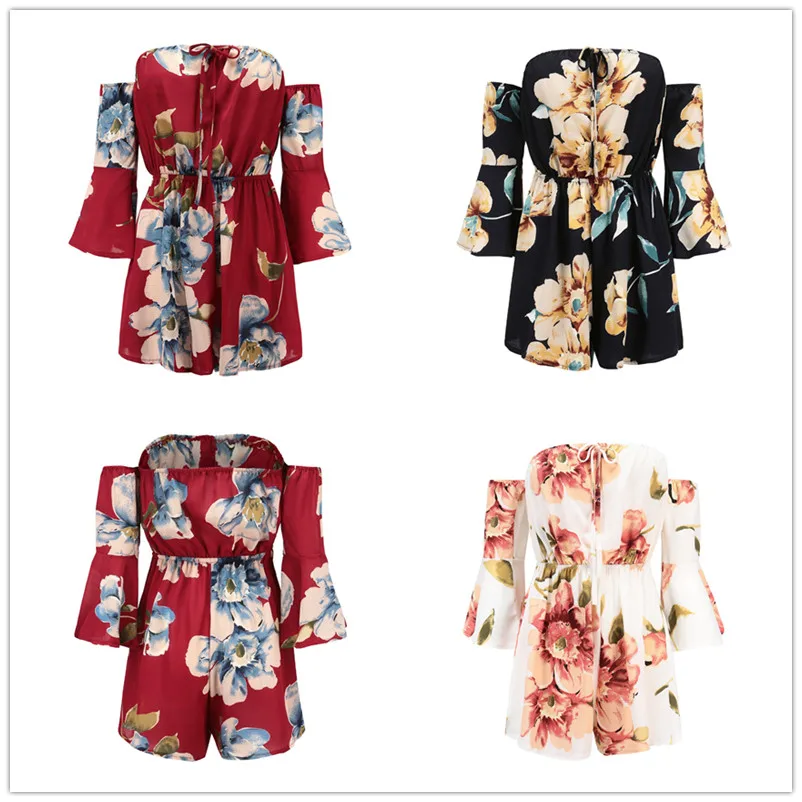 комбинезон женский летний с шортами ромпер цветочный шорты 2019 короткие