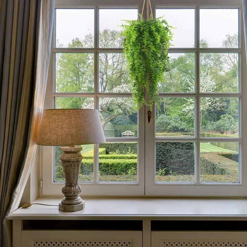 

Plants Vines Fern Persian Rattan Fake Hanging Plant faux hanging Boston ferns flowers Vine Outdoor Plastic Plants for Wall Indoo