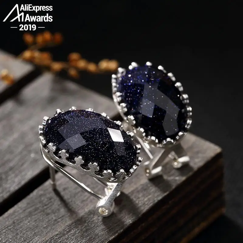 Польша S925 Изящные серьги-гвоздики сапфировые серьги для женщин антикварный