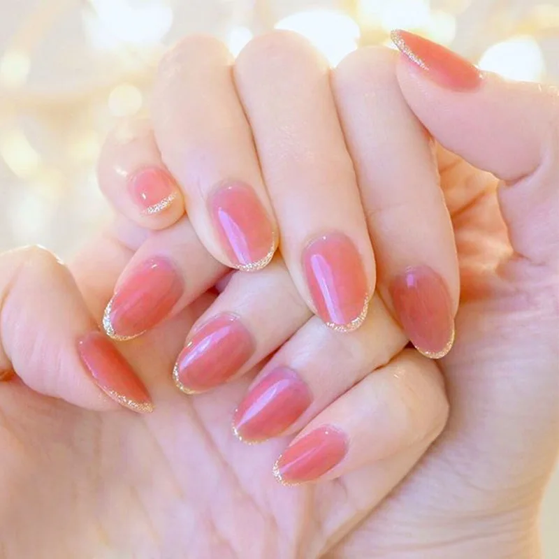 Накладные ногти 24 шт. Типсы короткие плоские головки простые белые линии