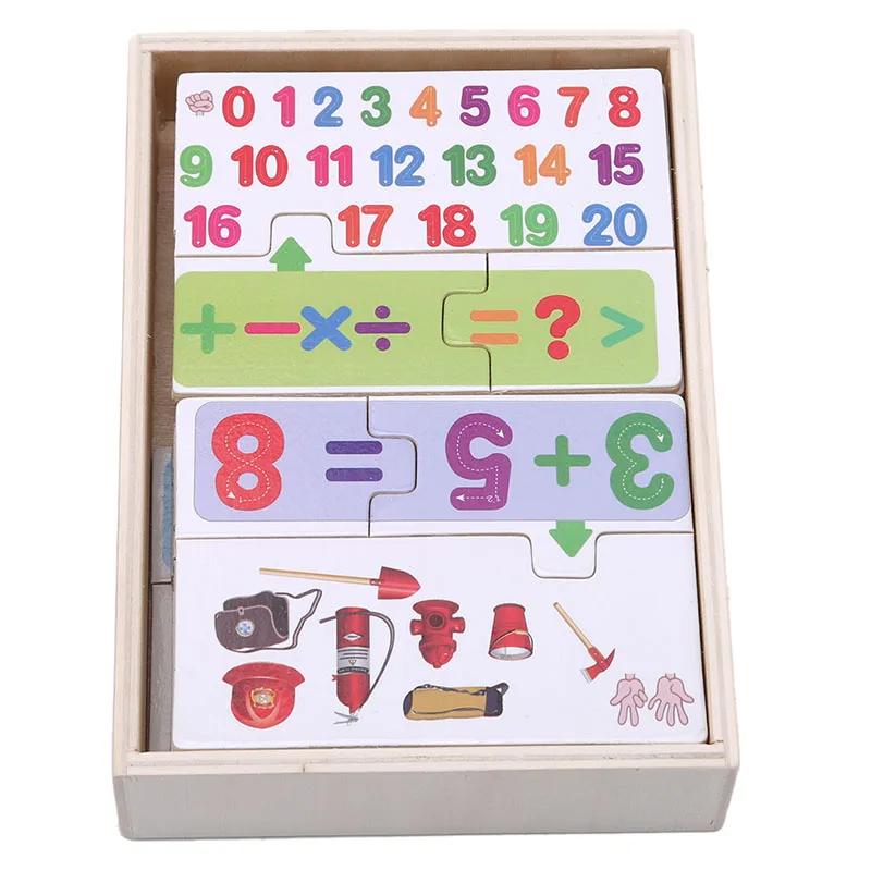 

Hot Sale Children Counting Puzzle Calculation Math Educational Toy Wooden Number Cards And Counting Rods With Box
