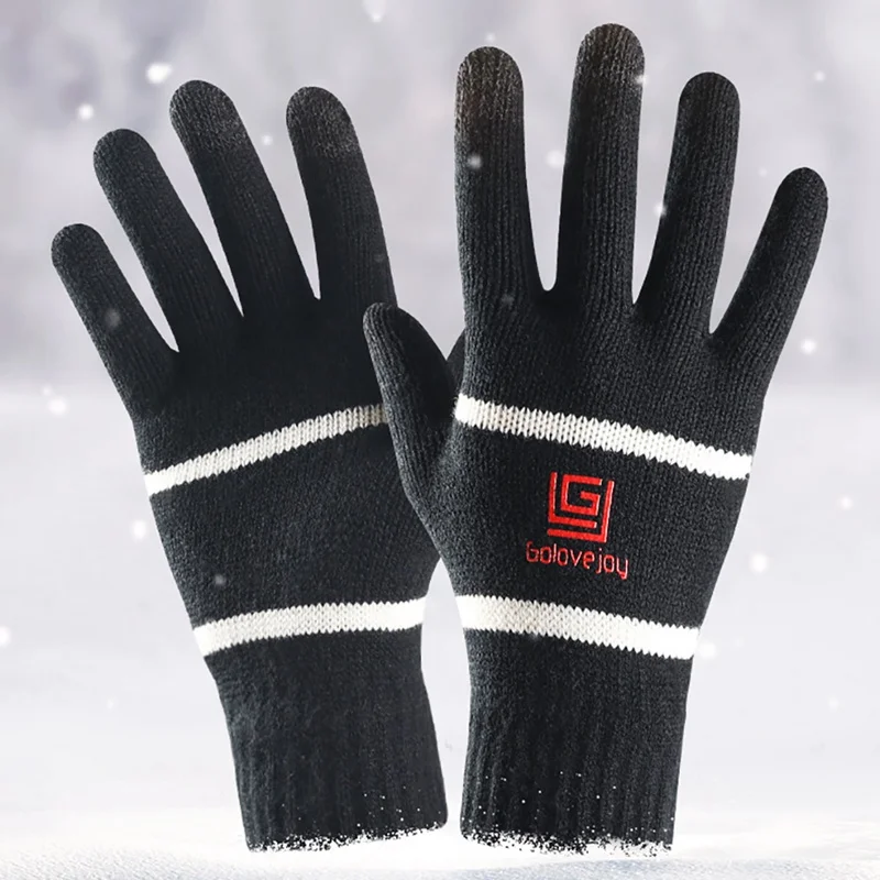 1Pair Men Winter Warm Knitted Gloves Flexible Full Finger Thicken Wool Cashmere Touch Screen QHAG | Спорт и развлечения