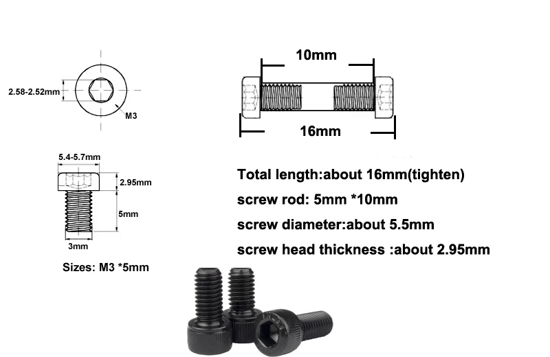 16mm x 5 mm Knife Hexagon socket head screw Chicago Screws Suitable for 5mm hole (No.M3_10) |