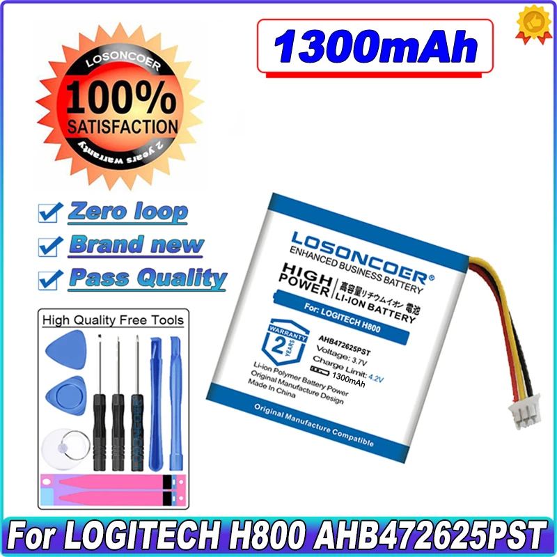 Аккумулятор LOSONCOER 1300 мАч 533-000067 AHB472625PST 981-000337 для наушников LOGITECH H800 | Электроника