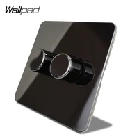 wallpad black nickel 2 gang 2 way double led light dimmer switch push on off stainless steel panel metal button