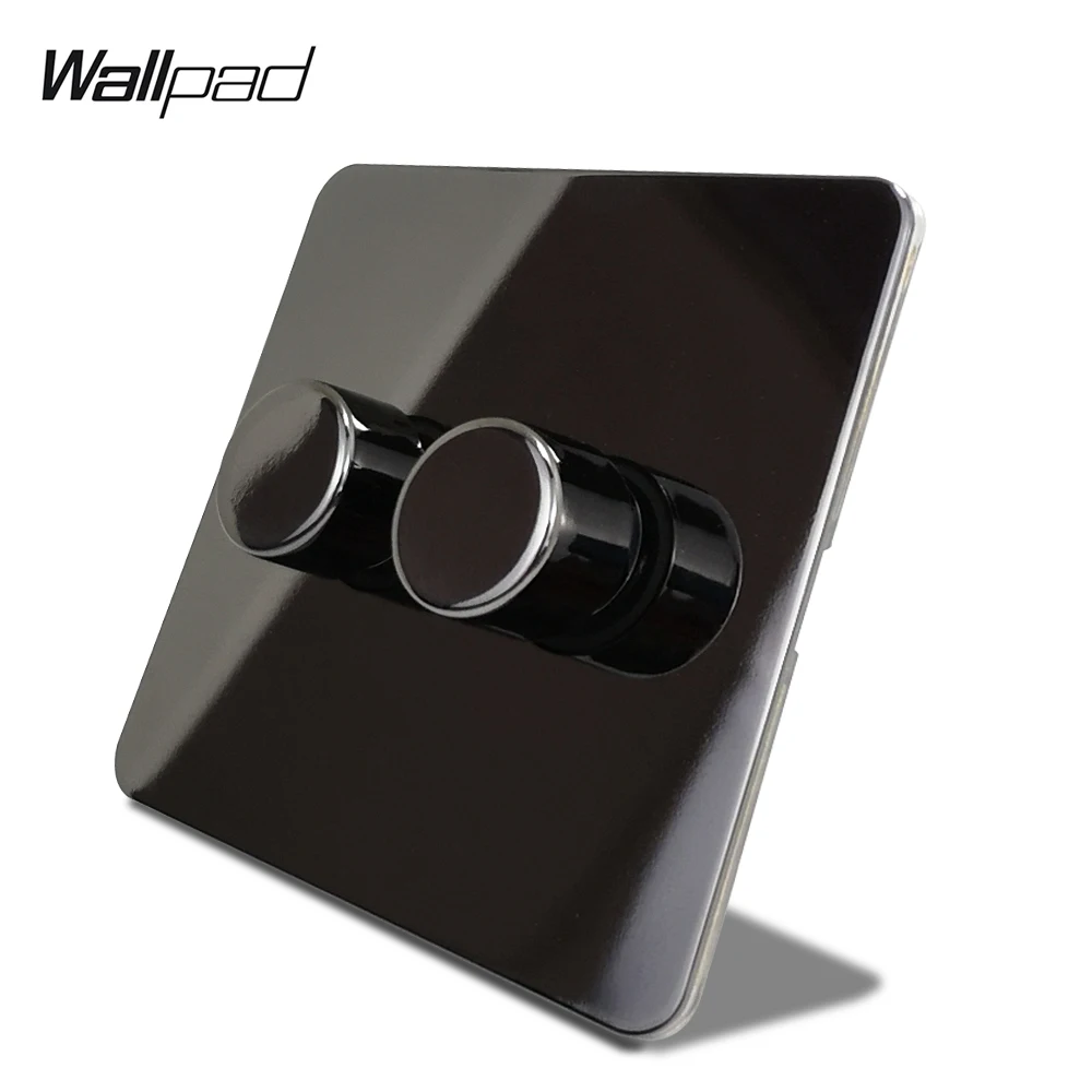 Wallpad черный никель 2 Gang Way двойной светодиодный фонарь диммер кнопка включения