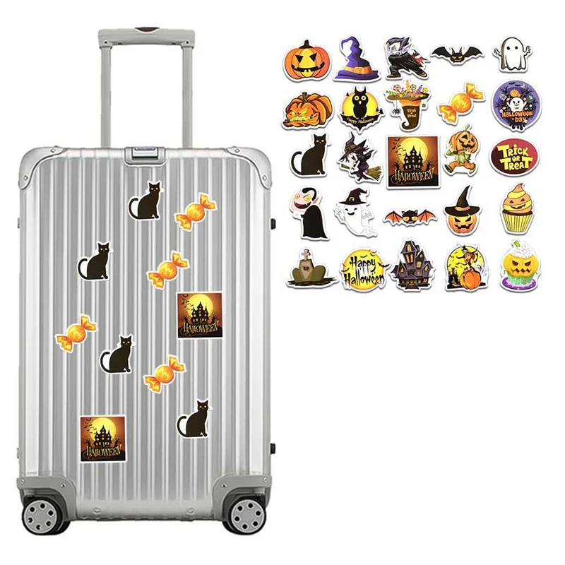 

25Pcs/Set Fun Halloween Scrapbook Stationery Stickers Halloween Pumpkin Ghost Pattern Stickers for Kids Graffiti Stickers