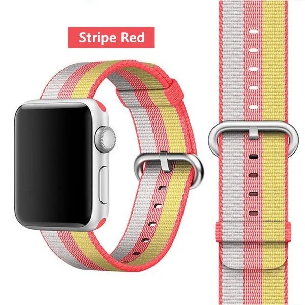 Stripe Red 18 Ремешок EIMO Nato для apple watch, ремешок 44 мм, 40 мм, apple watch 5, 4, 3, 2, iwatch, ремешок 42 мм, 38 мм, плетеный нейлоновый браслет correa, ремешок для часов - Цвет ремешка: Stripe Red 18
