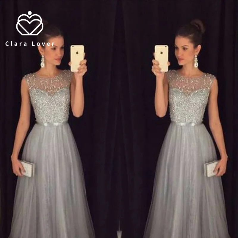 

New women's evening dresses long party dress Sexy Chiffon Sequin wedding dress vestido de festa floor length gown