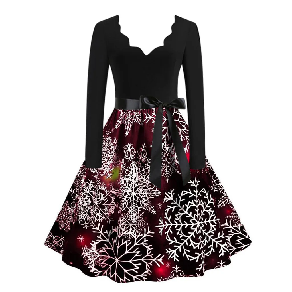 Новый дизайн размера плюс винтажное женское рождественское платье с длинным