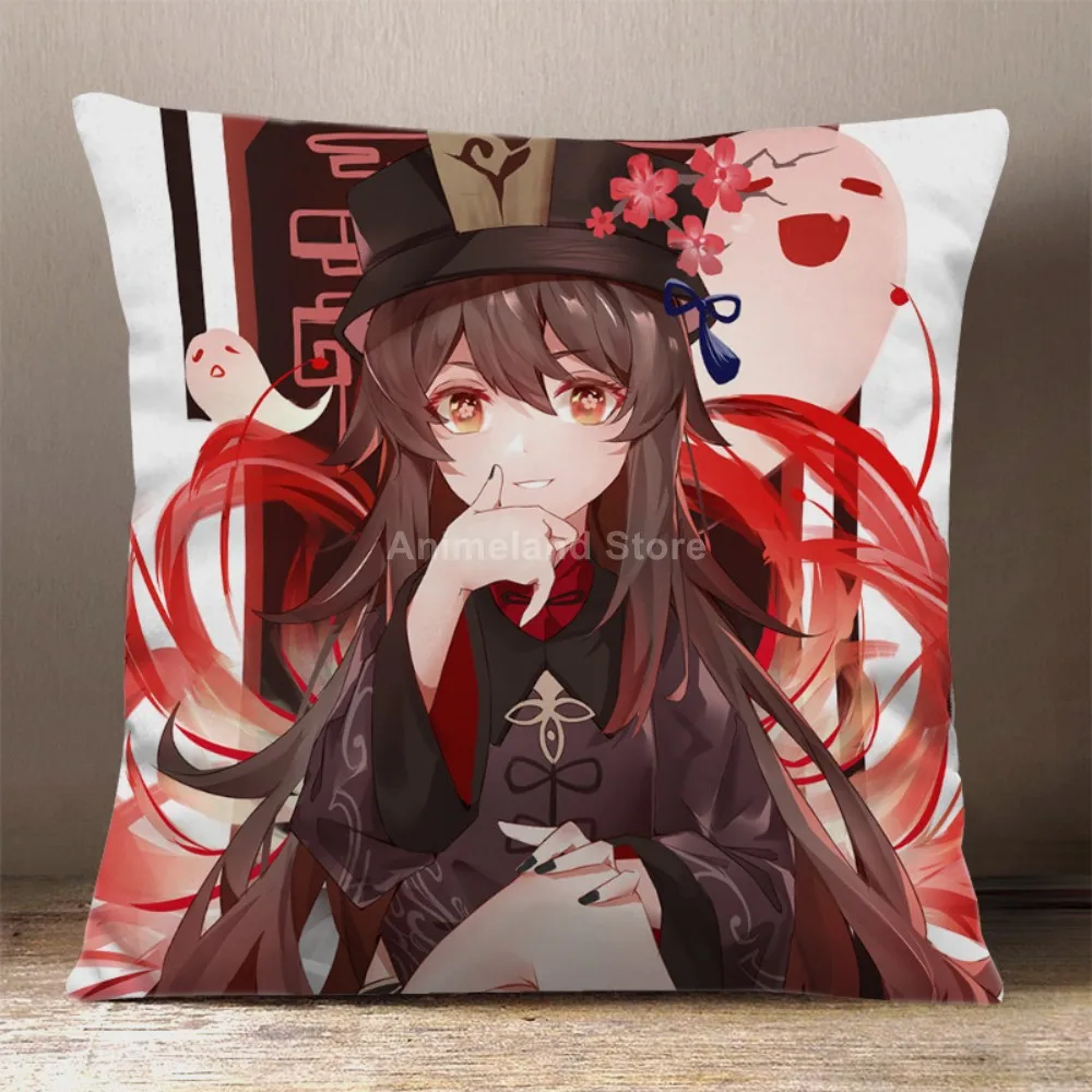 

Чехол для подушки Hu Tao Genshin Impact, 45x45 см, декоративные наволочки, Полиэстеровые наволочки для диванных подушек, милый мультяшный игровой домаш...