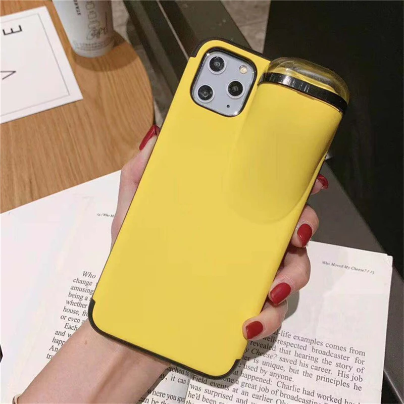 2 в 1 силиконовый чехол для телефона для iPhone 11 Pro Max Xs Max Xr X 10 8 7 Plus с держателем AirPods чехол для телефона AirPods Прямая поставка